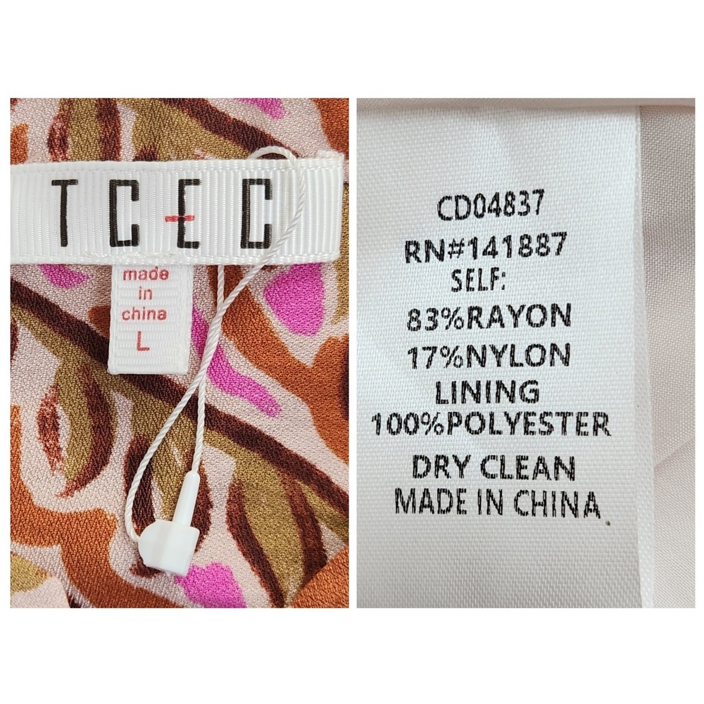 TCEC Boho Print Tie Neck Long Sleeve Mini Dress Womens Large Cottagecore‎ Boho - Picture 6 of 8